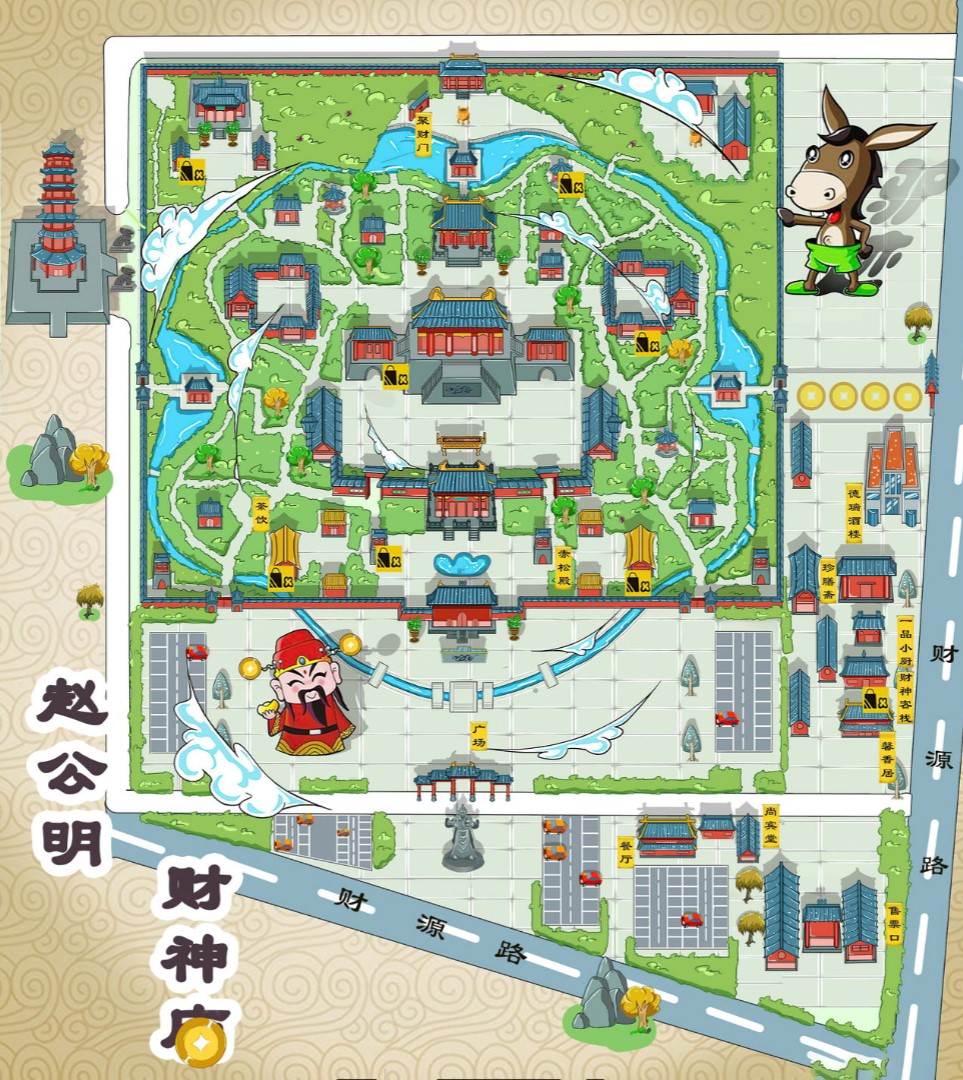大田寺庙类手绘地图